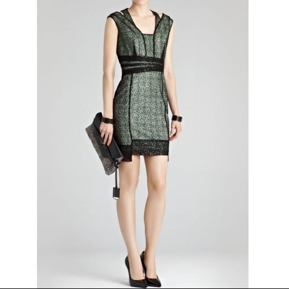 Reiss Green Tali Sparkle Cocktail Dress